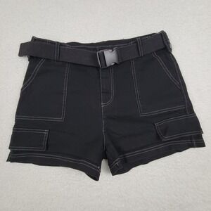 Mittoshop Faux Cargo Shorts Womens Medium M Measures‎ 28 x 2 Black Cotton Belted